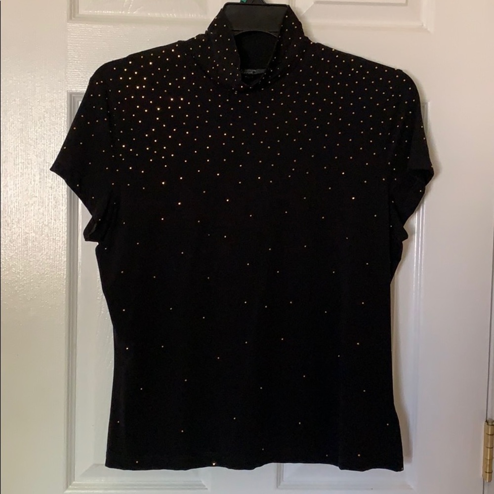 St. John Caviar short sleeve mock turtleneck